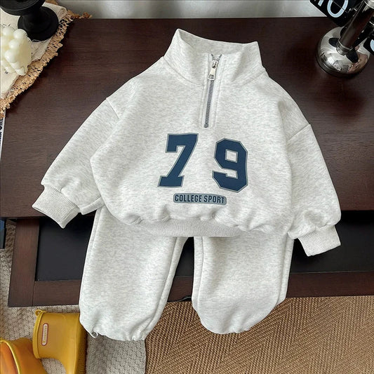 Baby Boy Sets Children's Clothes Suit Autumn Long-Sleeved Sweater Sweatpants 2Pcs New Kids Collar Half-Zip Fashion Outfits.