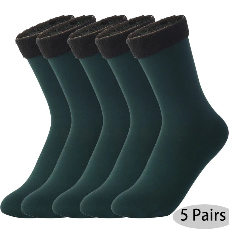 MuqiNush 5Pairs Women Winter Warm Socks Thicken Short Thermal Cashmere Snow Velvet Boots Home Floor For Outdoor Cyling Skiing.
