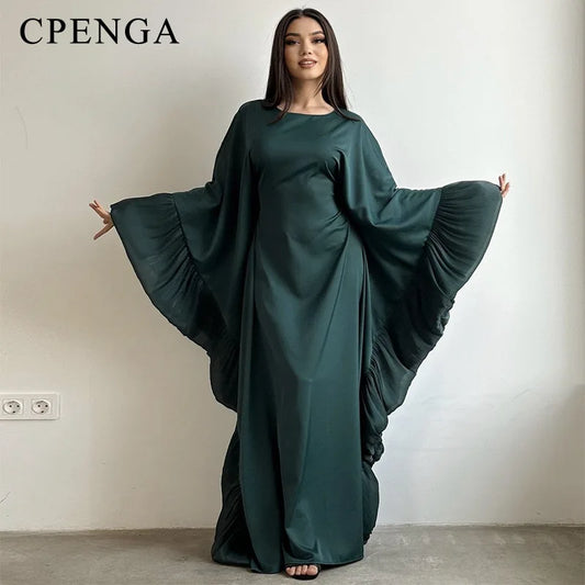 2025 Eid Arabic Muslim Women Modest Dress Luxury Dubai Abaya Islamic Party Lace-detailed Sleeves Robe Festival Turkey Outfit.