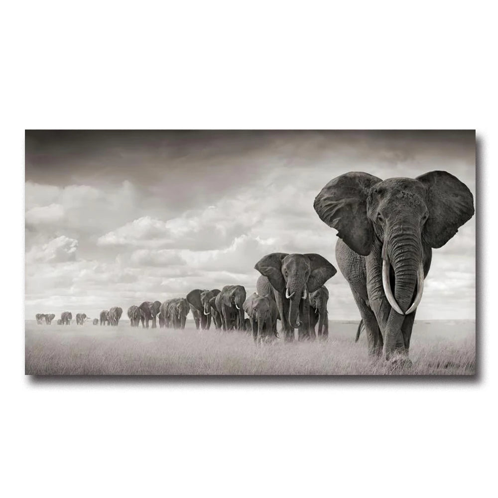 Walking Elephant Home Decoration Canvas Painting Modern Light Luxury Living Room Wall Art Posters High End Picture Print Artwork