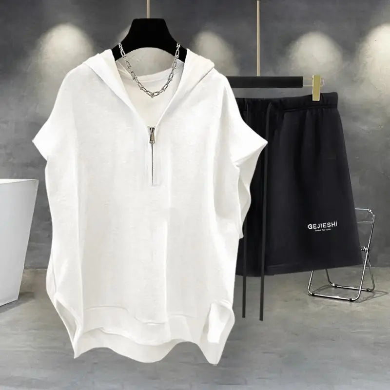 Korean Large Size Casual Sports Shorts Single Piece/suit Men Trend All-match Fashion Straight Leg Loose Half Pants Streetwear