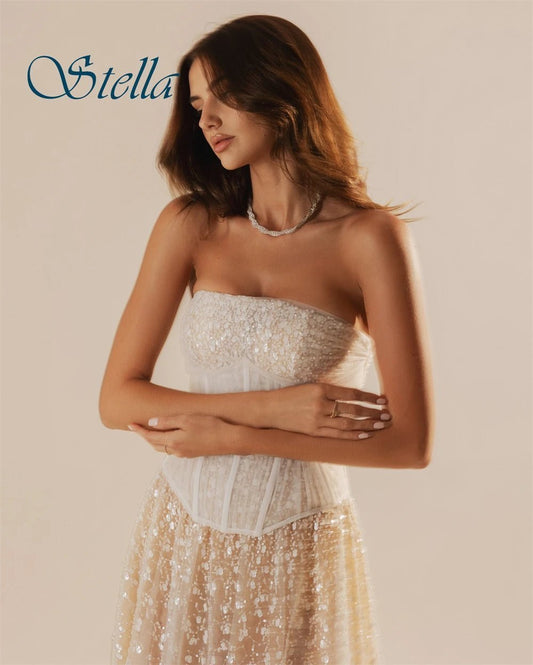 Maßgeschneidertes Temperament, trägerloses, ärmelloses Abendkleid, hochwertige Tüll-Abschlussballkleider, zarte Blumen, Brautparty-Kleider.