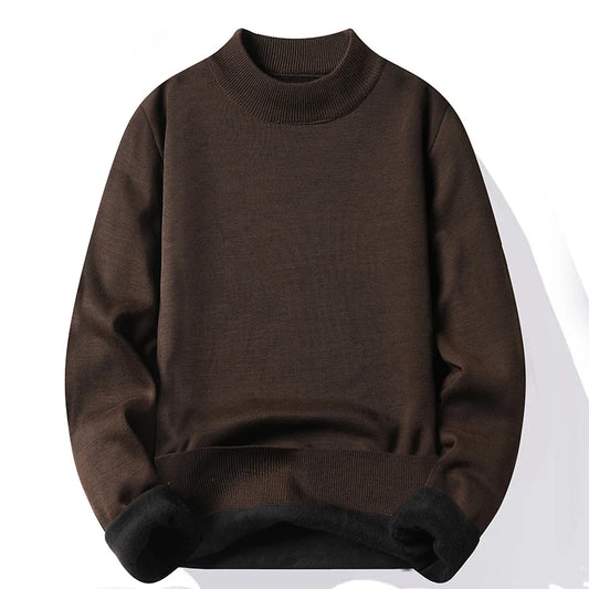 Men's Pullover Soft Sweater Winter Velvet Shirts Brand Clothing Knitted Fleece Warm Cold Blouse Slim Fit Bottom Shirts.
