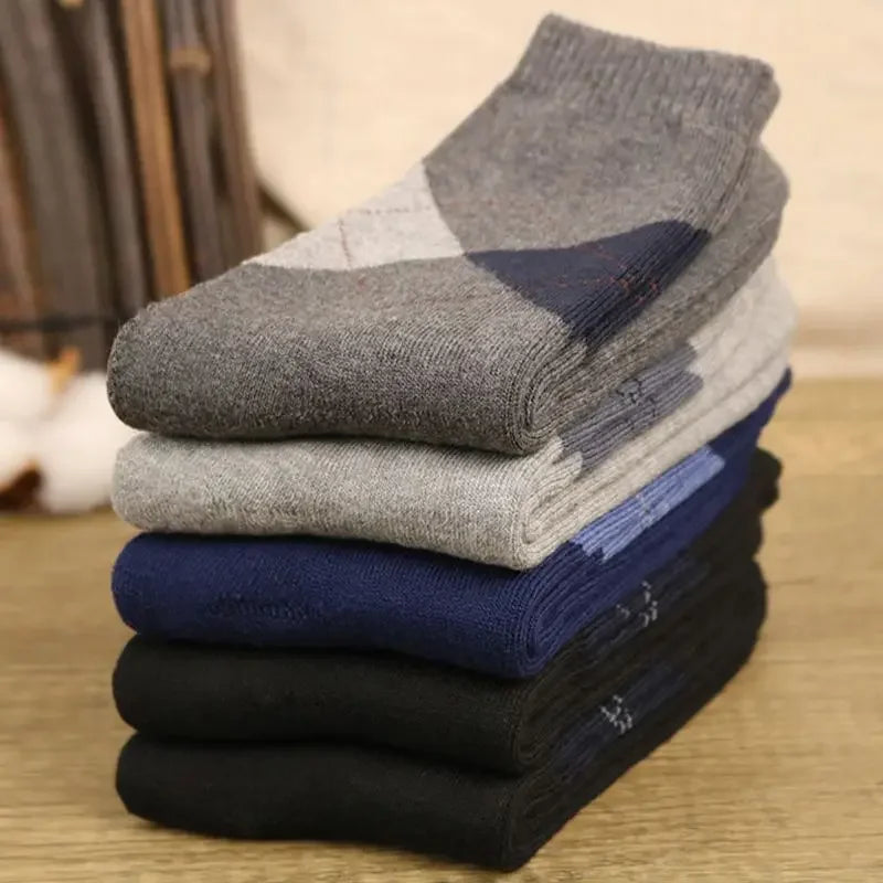 5 Pairs Men Winter Socks Thickened Fleece Terry Casual Comfortable Calcetines Keep Warm High Quality Long Socks For Men.