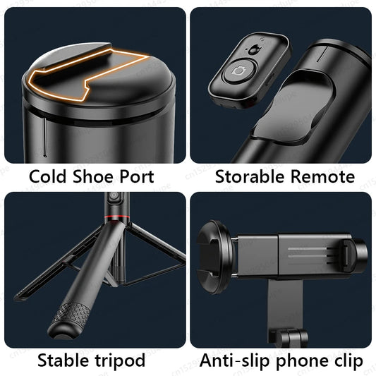 Selfie Stick with Wireless Bluetooth Remote, Portable 72 Inch Aluminum Alloy Selfie Stick Phone Tripod for iOS Android Cellphone.