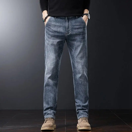 Autumn Winter Men's Fashion Casual Stretch Straight-leg Jeans Men Streetwear Denim Jogger Pants Men Baggy Harem Jean Trousers.