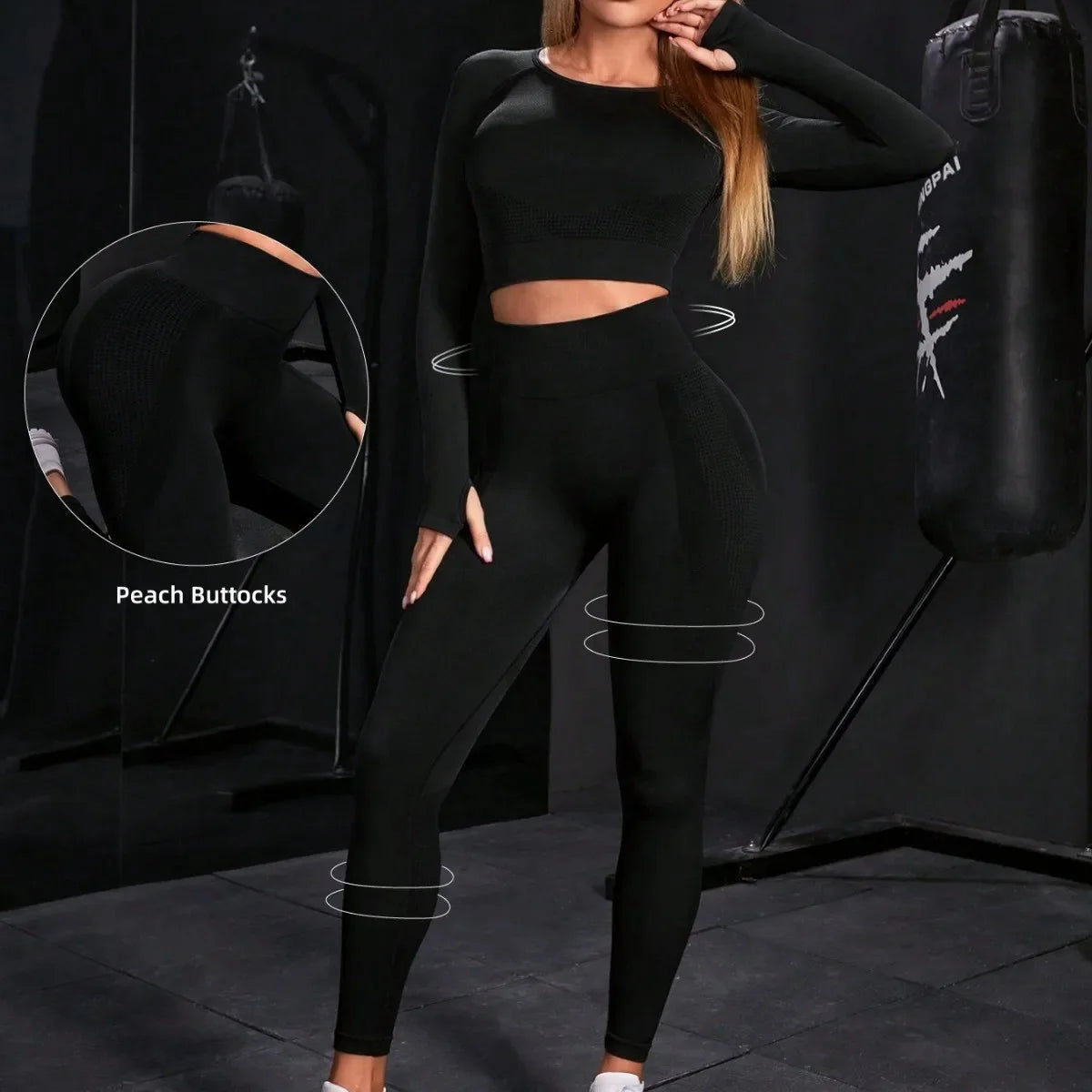 Women's Yoga Fitness Clothes Long Sleeve Pilates Sportswear Slimming Top And Bottom Set Spring Autumn New Style Training