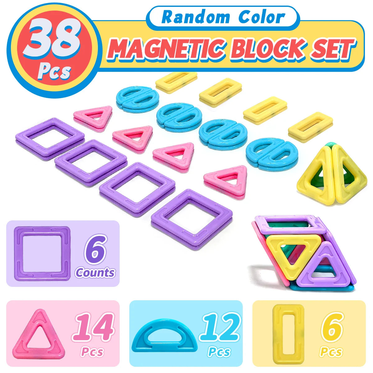 Macaron Magnetic Building Blocks Set ,Durable STEM Educational Construction Toys,Creative Birthday Gift, Assorted Colors.