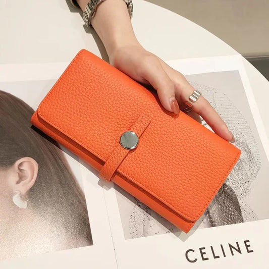 Genuine Leather Wallet Women Long Clutch Fashion Luxury Brand Ladies Purses Card Holder Zipper Coin Pocket High Quality Billfold.