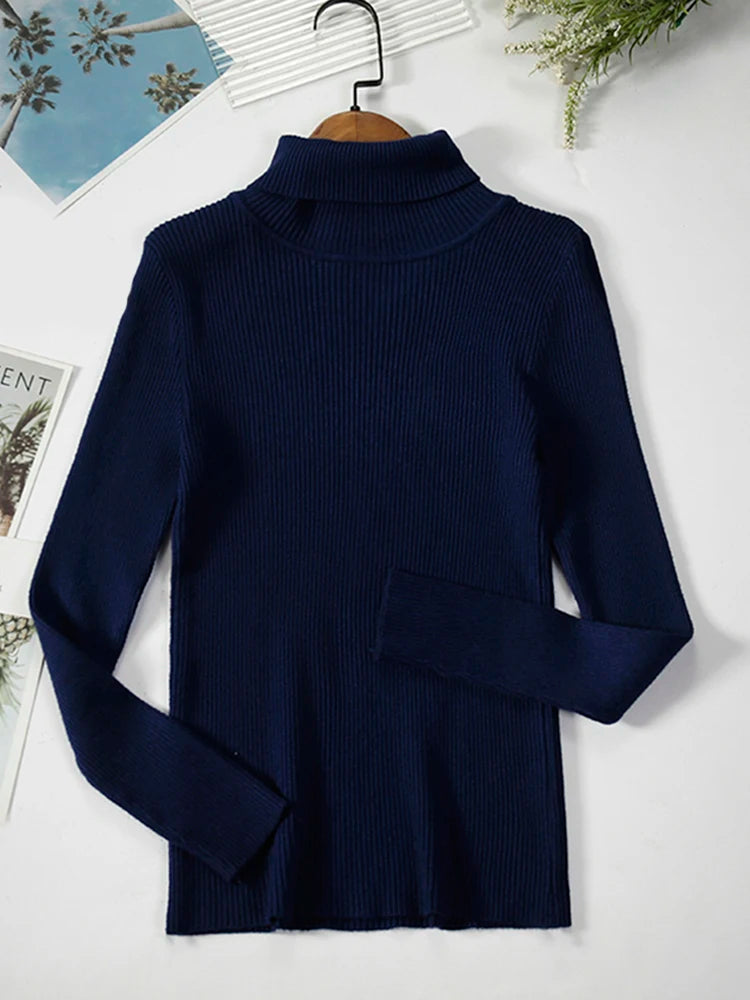 JMPRS Rollkragenpullover Frauen Mode Einfache Winter Pullover Jumper Hohe Elastische Gestrickte Herbst Weibliche Grundlegende Tops Casual Bluse