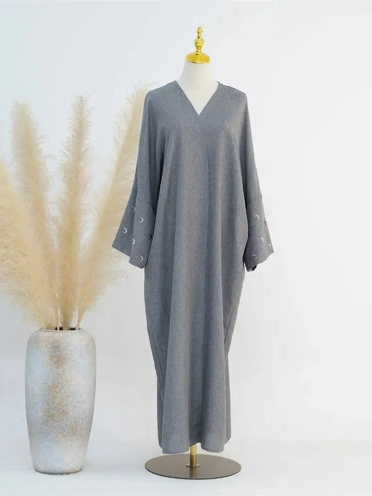 Moon Embroidery Open Abaya 2024 New Luxury Kimono Coat Hijab Muslim Sets for Women Islam Retro Modest Clothing for Party Kebaya