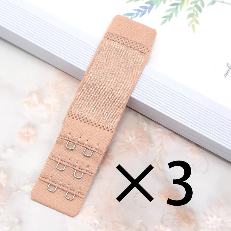 3pcs 2 Hook Bra Extension Strap Extenders for Women Adjustable Belt Buckle Nylon Elastic Bra Extension Strap Hook Clip Expander.