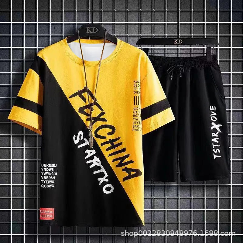 Summer Sets for Men Casual Comfortable and Breathable Short Sleeve Tshirt Shorts Outfit Stylish tracksuit men clothes for men.