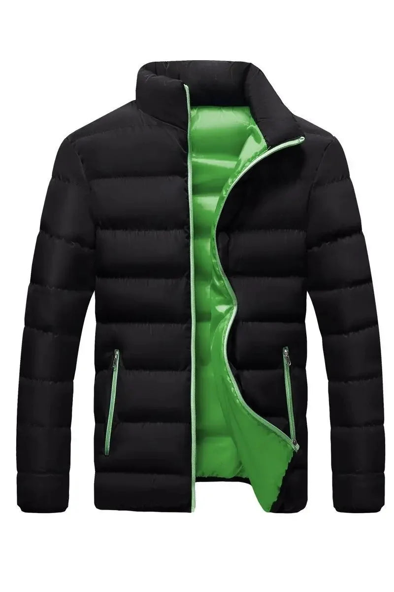 Men's thick cotton sportswear stand collar open collar outdoor casual jacket warm clothing autumn and winter jacket.
