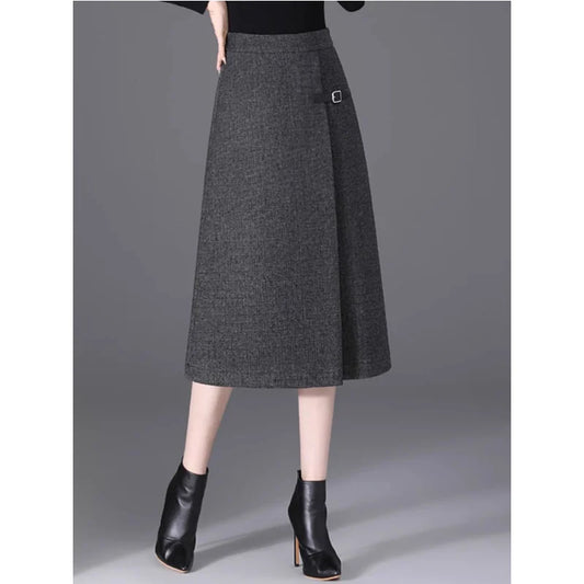 2025 Autumn New All-match Fashionable High Waist A-line Skirt Women Clothes Office Lady Simplicity Irregular Slim Skirts Ladies.