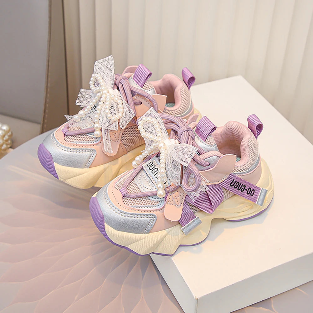 Autumn Sneakers For Kids Korean Style Trend Fashion Girl's Sneakers Soft-soled Breathable Teenager Children Sport Shoes.