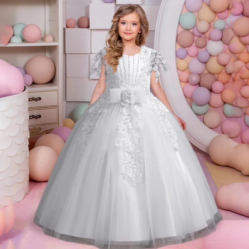 Prinzessin Mädchen Kommunion Geburtstags feier Tanz Leistung Pailletten schwarz Kleid Mädchen Hochzeit Brautjungfer Party Langarm Kleid