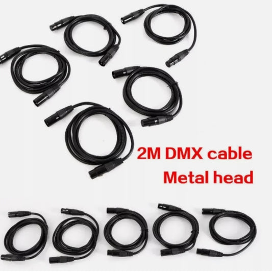 10Pcs 2M DMX XLR Cable Set 3 Pins Metal Connectors Multi-Layer Shielding Non-Waterproof For Stage Lighting & Events.