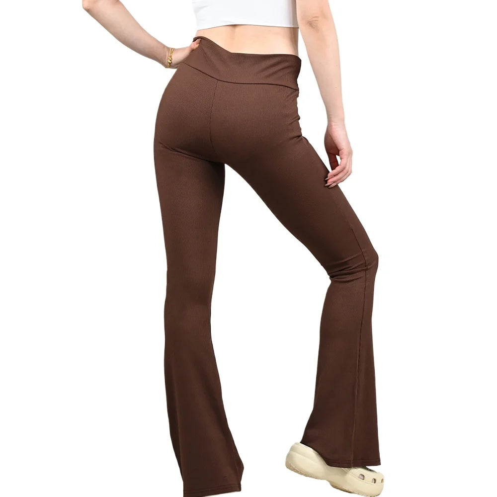 Frauen Flare Leggings Yoga Hosen Famale Hohe Taille Fitness Hosen Mädchen Schlaghosen Yoga Hosen Stretch Gym Casual Sport S-XL.