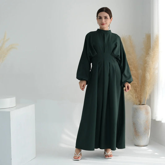 Elegant Muslim Dress Ramadan Pleated Abaya for Women Slim Waist Long Dress Islamic Clothing Muslim Eid Party Dresses Hijab Robe.
