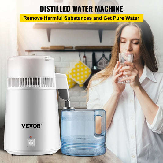 SucceBuy 4L Water Distiller Purifier Filter Dispenser Heating Drinking Bottle Softener 304 Stainless Steel Home Appliance.