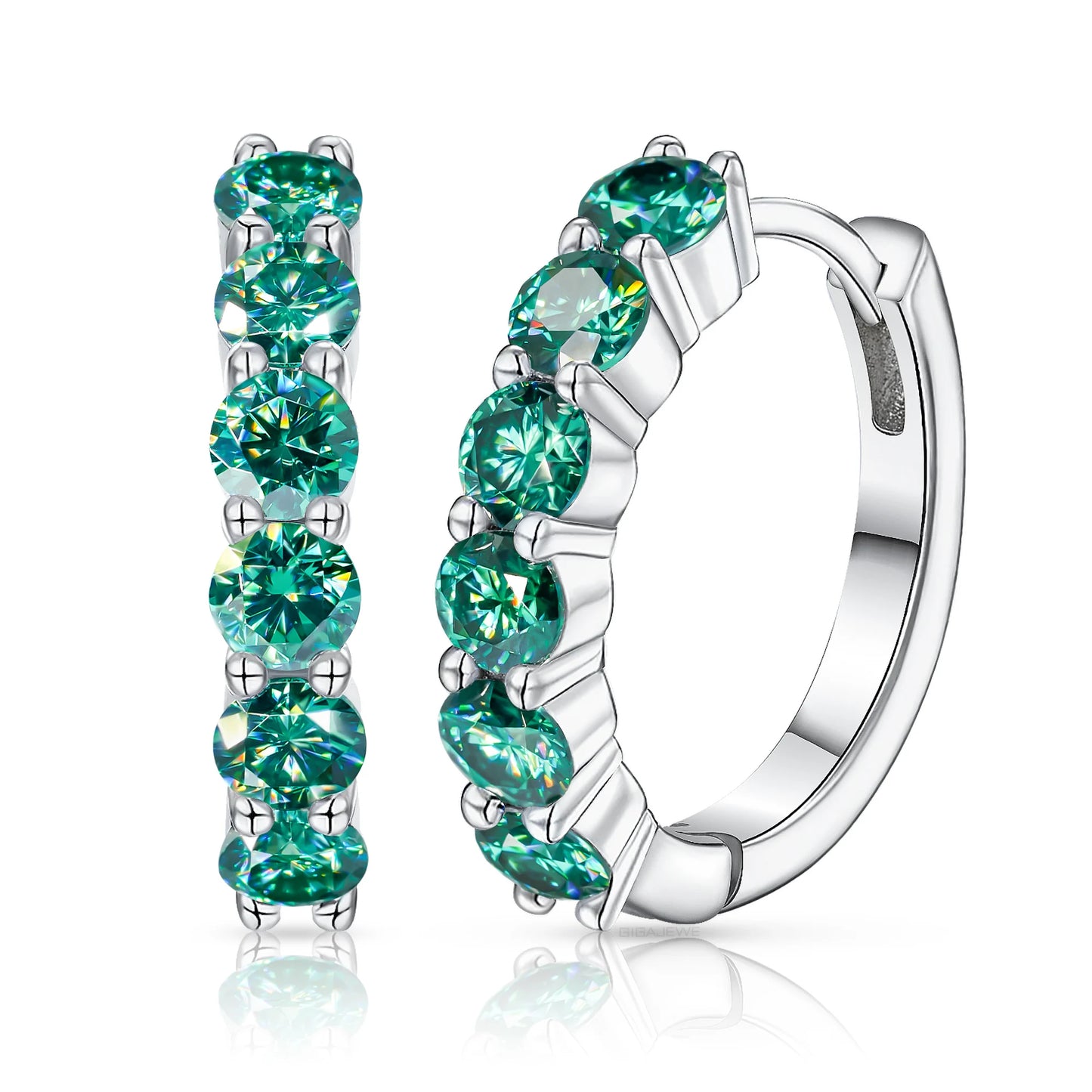 GIGAJEWE Hoop Earring Moissanite Natural Blue Color VVS1 S925 Silver 18K Gold Plated Diamond Test Passed Jewelry Woman Wife Gift