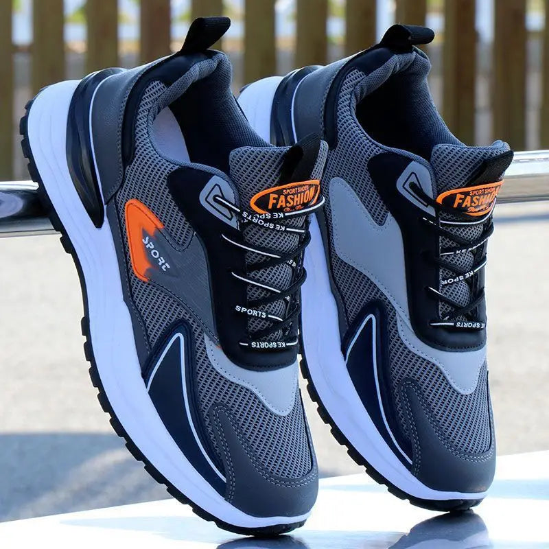 Herren-Laufschuhe, Frühlings- und Sommer-Mesh-Papa-Schuhe mit dicken Sohlen, trendige, lässige Outdoor-Sportschuhe.