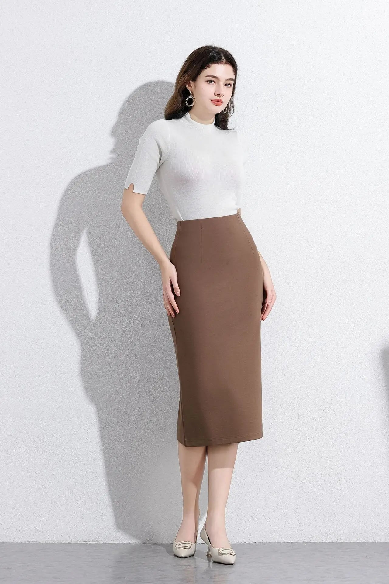 Women's Professional High Waist Long Pencil Skirt, Slim Fit Black Hip-hugging Skirt for Office Commute