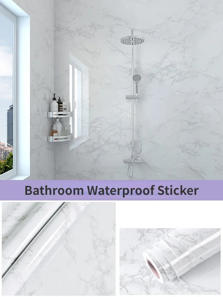 80CM Marble Self Adhesive Waterproof Wallpaper for Bathroom Wall Deocr Kitchen Oil Proof Mould-Proof Wall Stickers Home Decor