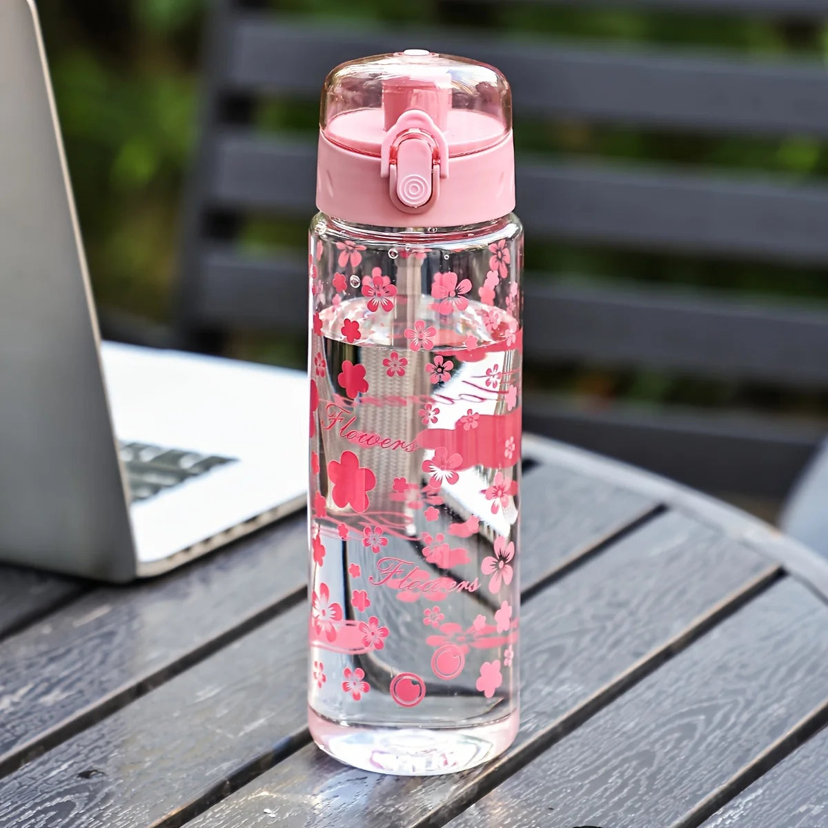 Lightweight Plastic Water Bottle with Daisy Design and Leak Proof Lid - Suitable for Office, Home, Gym, Travel - Reusable Cup.