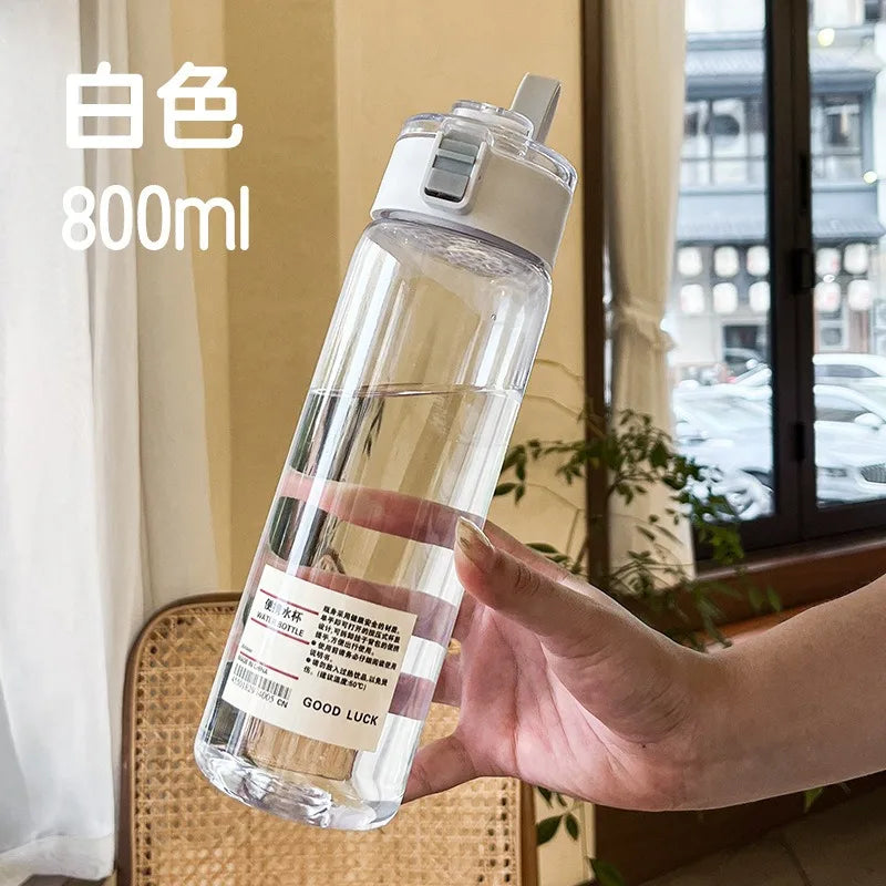 Water Bottle With Time Scale Portable Transparent Kawaii Water Bottle Sports Water Cup Plastic Handy Cup.