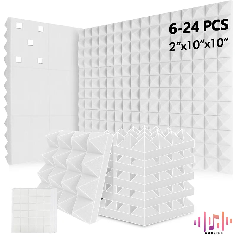 Sound Absorbing Wall Panel 6/12/24Pcs Acoustic Foam Self Adhesives Decor Studio Echo Canceling Treatment For Game Room Cinema