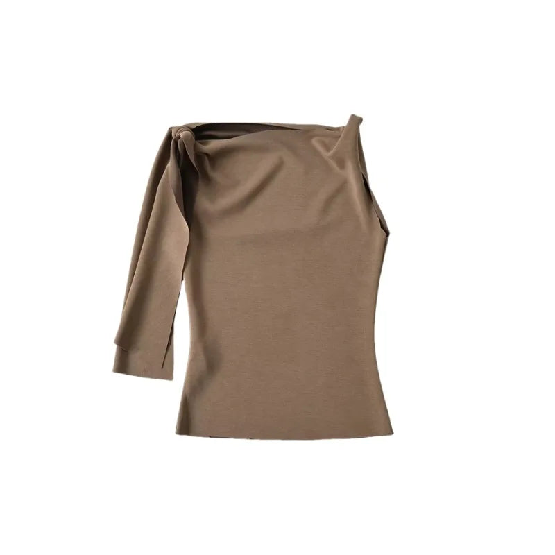 Women Sleek Stretch Knotted Top Fuchsia SLEEVELESS WITH BOAT NECK ONE-SHOULDER TIE