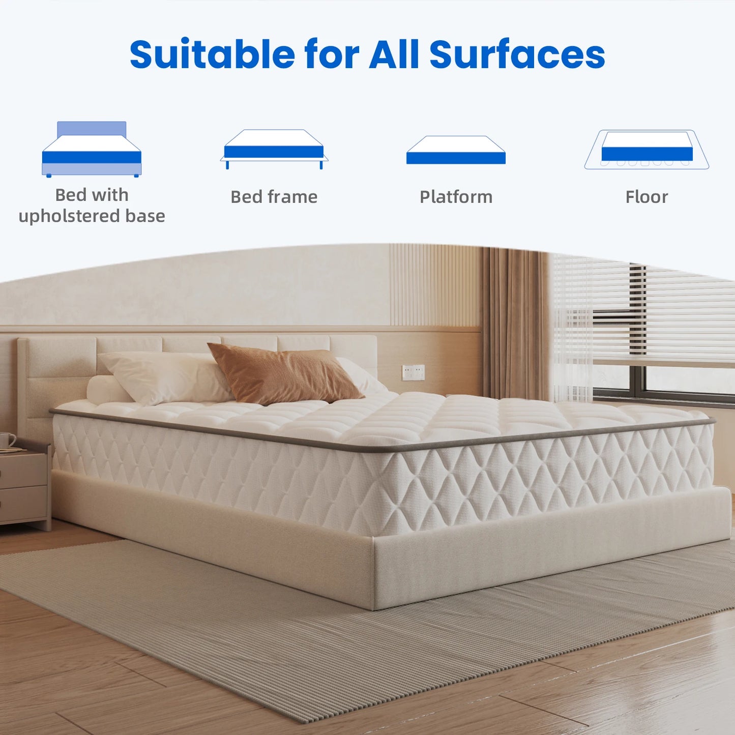 Daccormax-Matratze 90 x 200, Taschenfederkernmatratze 22 cm, ergonomisches Design, 7 Zonen, antiallergische Matratze mit waschbarem Bezug