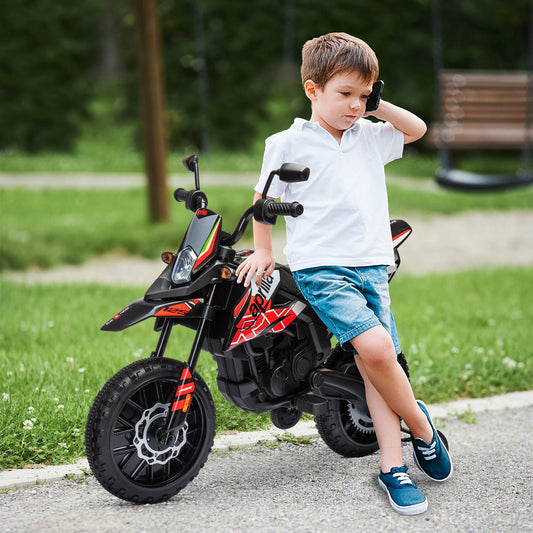 Aiyaplay Electric Motorcycle for Children 12V with Aprilia License, Children's Electric Motorcycle with Detachable Auxiliary Wheels, 6 Km/H, Rear Suspension, Headlight, Music and Usb, for Children 37-96 Months, Red.