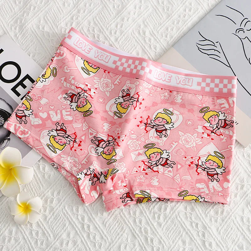 40S Cotton Women Panties Cartoon Shorts Sports Boxer Breathable Summer Sexy Underwear Mid-Waist Boyshort Female Student Pants.