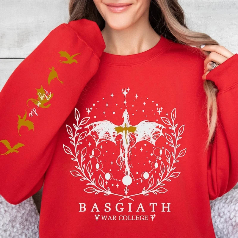 Fourth Wing Sweatshirt Basgiath War College Sweatshirt Women Graphic Hoodies Riders Quadrant Fantasy Reader Bookish Pullover Top.