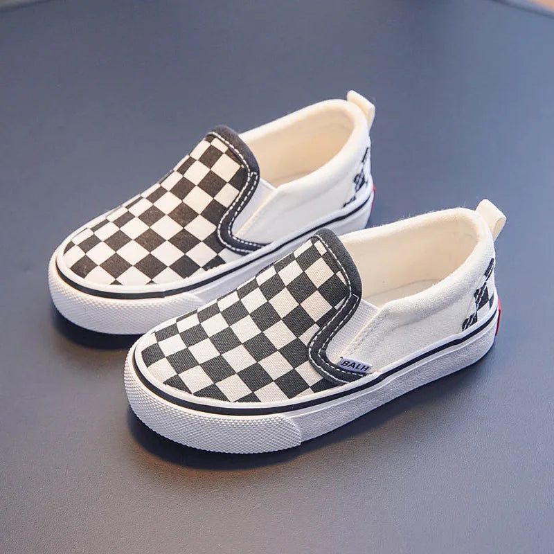 Children's Canvas Shoes Boys Shoes Plaid Plate Shoes Spring and Summer New Girls Shoes Baby Casual Shoes Children's Shoes.