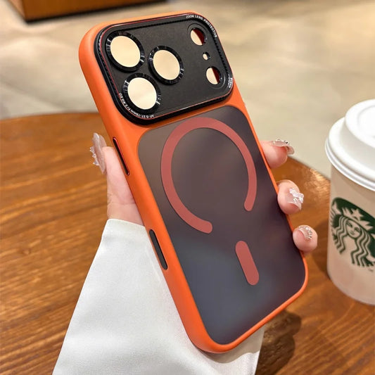 Original For Magsafe Magnetic Matte Phone Case For iPhone 14 15 16 17 Pro Max 17 Air Shockproof Armor Camera Protection Cover.