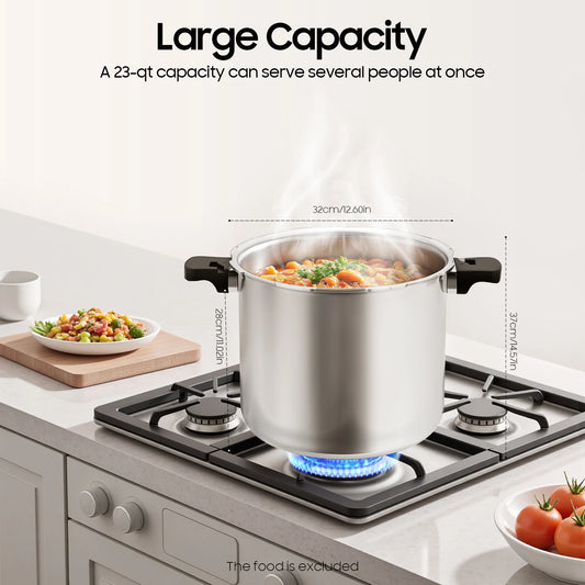 23 Quart Pressure Canner Cooker Pot Explosion Proof Pressure Cookers Pressure Pot for Steaming and Stewing with Safety Lock.