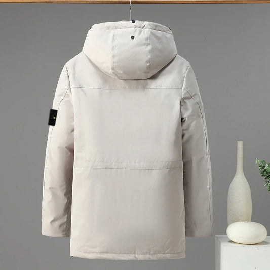 Compass Top Patch Italian Luxury Style men's Solid color pointy collar single-breasted quilted jacket Nylon Grade 3 waterproof.