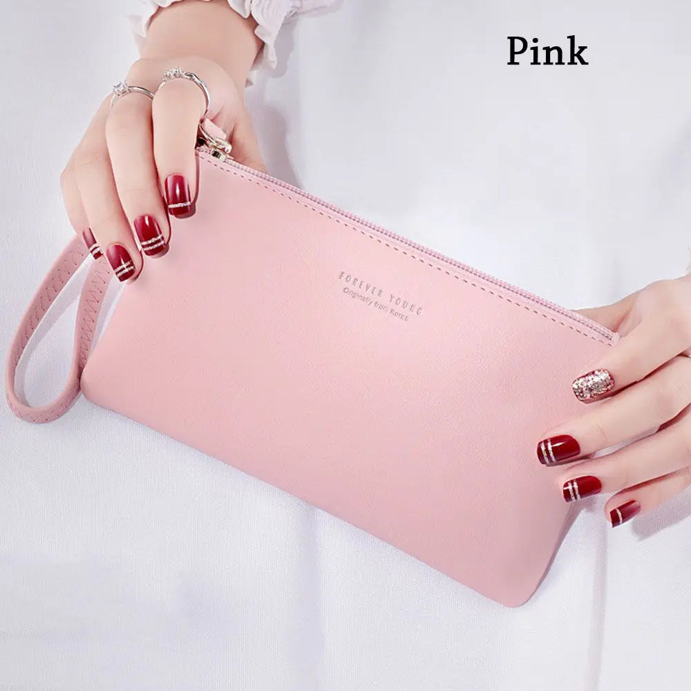 Women PU Leather Zip Coin Bag Wallet Long Purse Pouches.