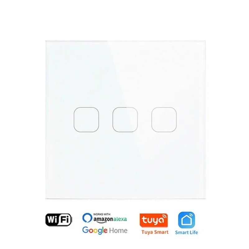 Smart Switch ohne Neutralleiter 1 2 3 4 Gang Wifi Wandleuchte Touch-Schalter Eu 220 V Tuya Smart Home unterstützt Alexa Google Home
