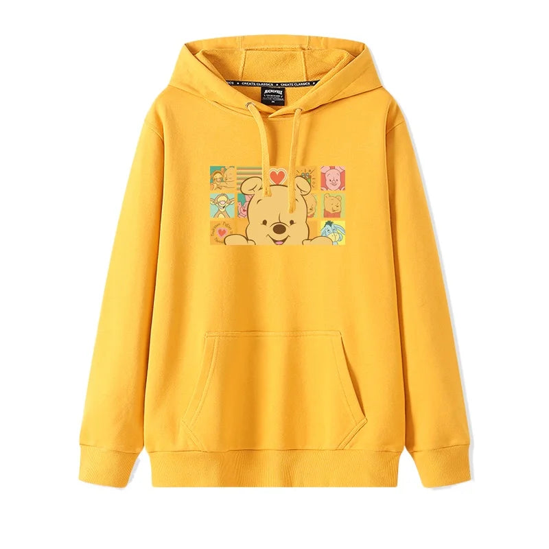 Cartoon Winnie the Pooh Mode einfacher Pullover Damen lockere und bequeme Kapuze vielseitige Paar Freundin Pullover Jacke