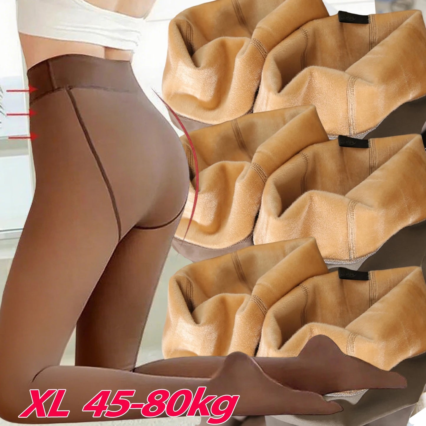 Sexy Thicken Warm Tights Women Plus Size Thermal High Waist Elasticity Plush Fleece Translucent Coffee Elasticity Pantyhose
