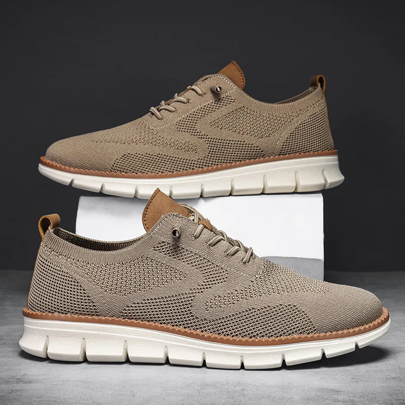 Herren-Freizeitschuhe, klassische, atmungsaktive Brogue-Flats, dämpfende Farbblock-Design-Kleiderschuhe, vielseitige Turnschuhe, leicht.