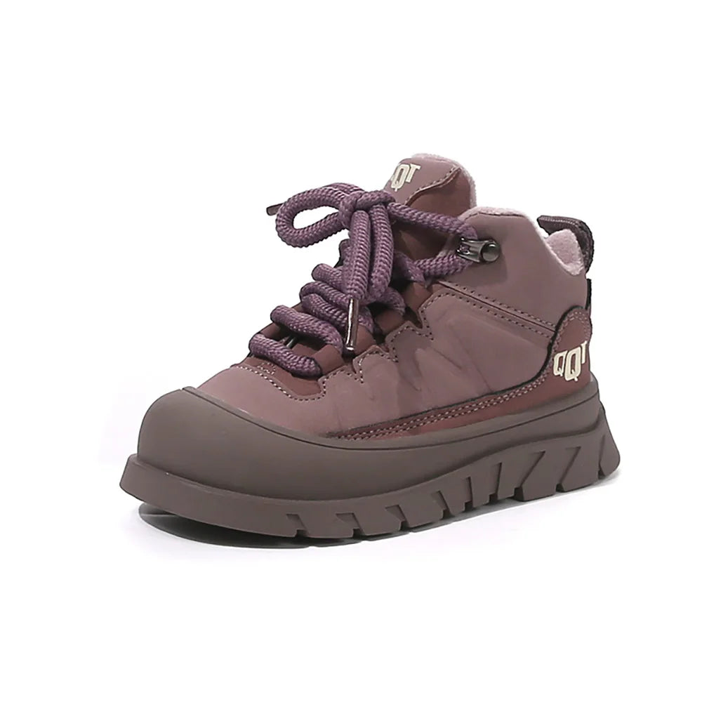 Winter Plush Boots For Children PU Leather Waterproof Boy's Warm Cotton Shoes Thick Warm Platform Teenager Kid's Snow Boots