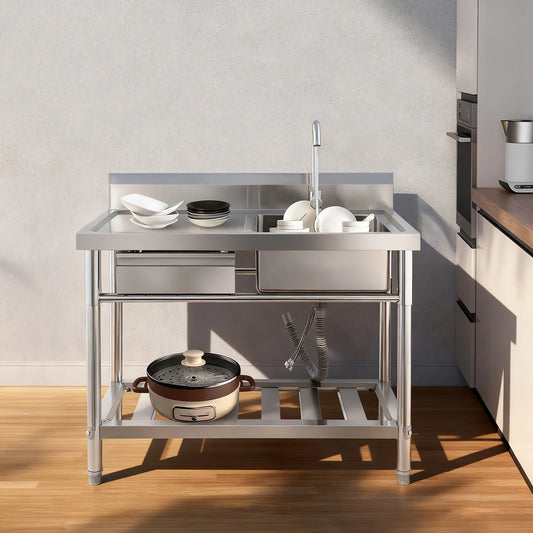 Unabhängiges Einzelwaschbecken für die Küche, Waschbecken aus Edelstahl für Küche, Badezimmer, maximale Tragfähigkeit 150 kg