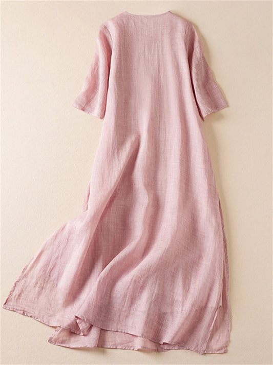 Sommer Druck Vintage Kleider Für Frauen 2025, Neue Casual Lange Dünne Atmungsaktive Kleid Femme Robe Büro Dame Arbeit Elegante Kleidung.