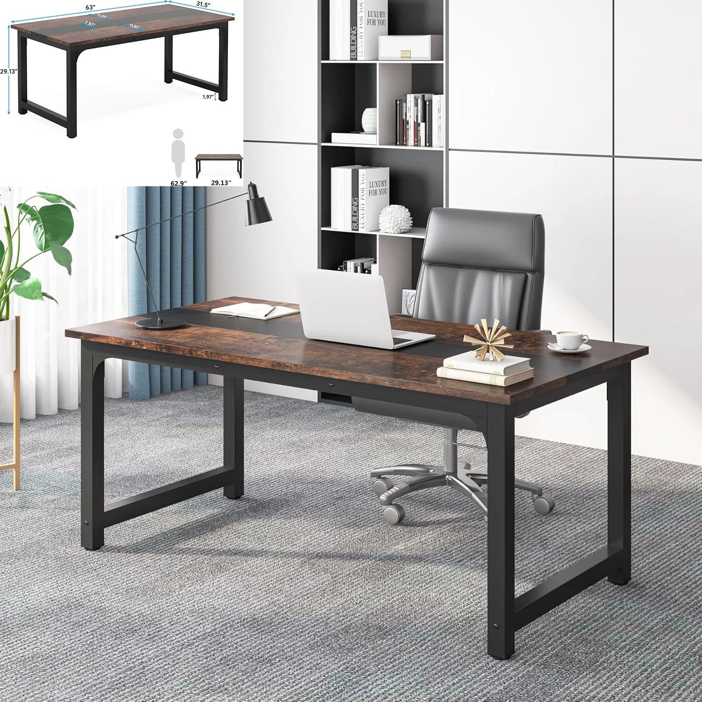 Schreibtisch, 160 x 70 x 75 cm, großer Büro-Computertisch, moderner, einfacher Arbeitsplatz, Chefschreibtisch für das Heimbüro im Arbeitszimmer